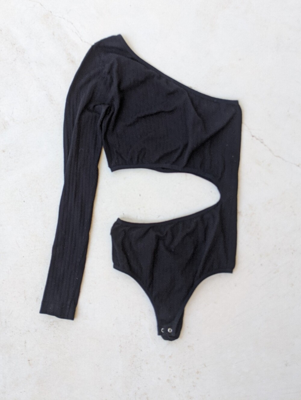 Free People black ribbed asymmetric cutout bodysuit
